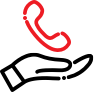 a hand holding a red telephone